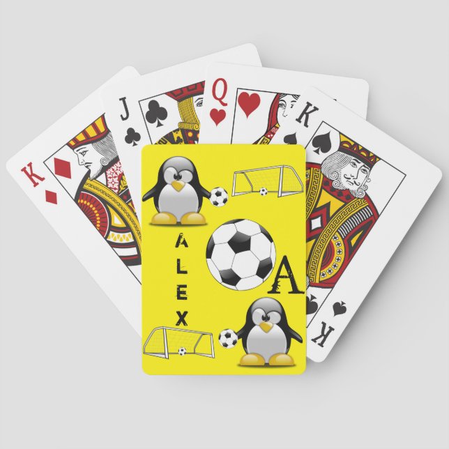 Playing Card Deck Penguin Soccer Ball Yellow (Back)