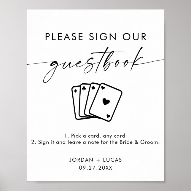 Playing Card Guestbook, Wedding Guestbook Sign (Front)