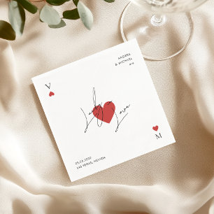 Playing Card Heart Casino Nevada Vegas Wedding Napkin
