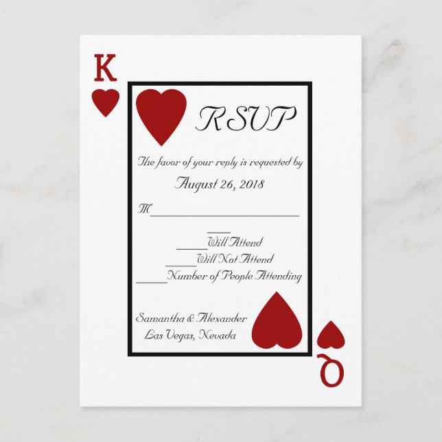 Playing Card King/Queen RSVP Reply Postcard (Front)