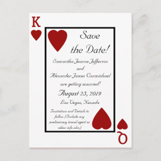 Playing Card King/Queen Save the Date Postcard