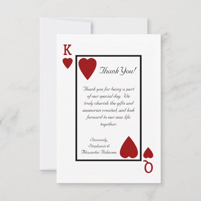 Playing Card King/Queen Thank You Notes (Front)