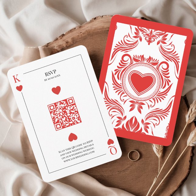Playing Card Las Vegas Wedding QR code (RSVP with QR code Playing Card Lucky in Love Poker Las Vegas Wedding)