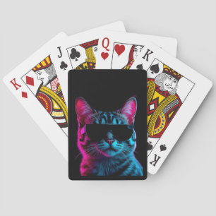 Playing card neon cat vibes