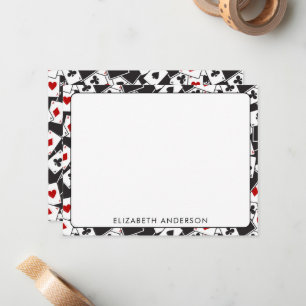 Playing Card Pattern Casino Theme Note Cards