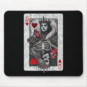 Playing Card Queen Of Hearts Death Skeleton Hallow Mouse Pad
