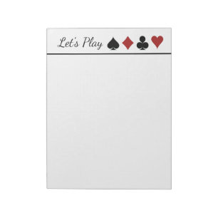 Playing Card Score Pad, Design on Narrow Edge Notepad