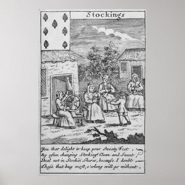 Playing Card showing workers making stockings Poster (Front)