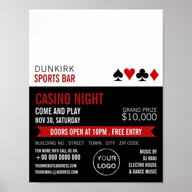 Playing Card Suits, Casino Night, Gaming Industry Poster (Front)