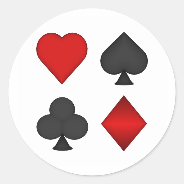 Playing Card Suits: Classic Round Sticker (Front)