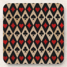 Playing Card Suits on Black and Tan