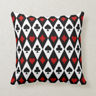 Playing Card Suits on Black and White Cushion