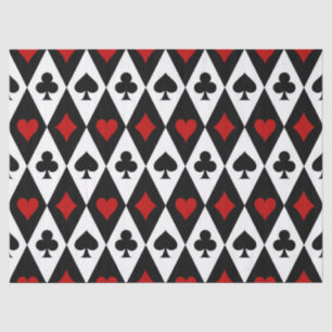 Playing Card Suits on Black and White Decoupage Tissue Paper