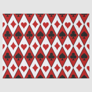 Playing Card Suits on Red and White Decoupage Tissue Paper