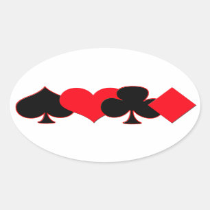 Playing Card Suits Oval Sticker