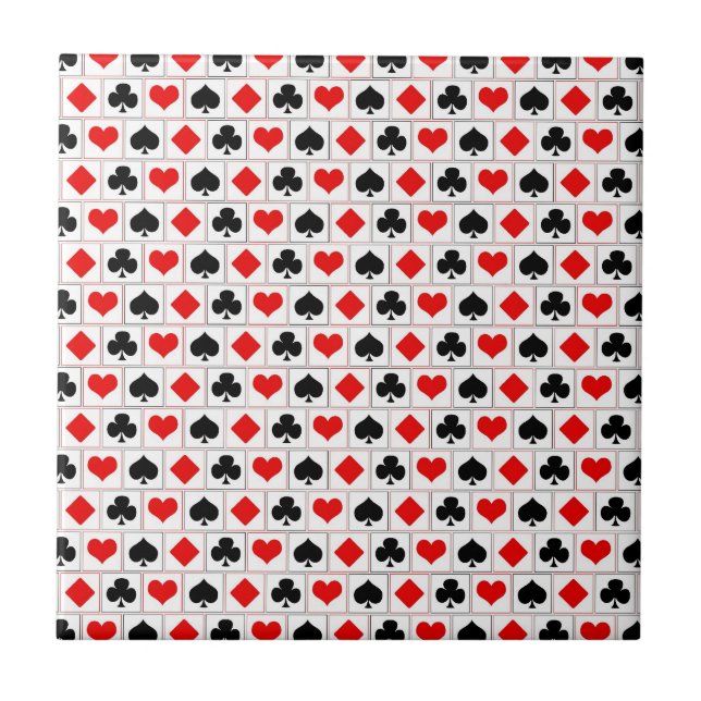 Playing card suits pattern ceramic tile (Front)