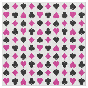 Playing Card Suits Pink and Black Fabric