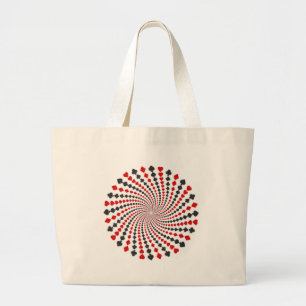 Playing Card Suits Spiral: Large Tote Bag