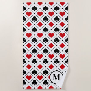 Playing card suits symbols beach towel