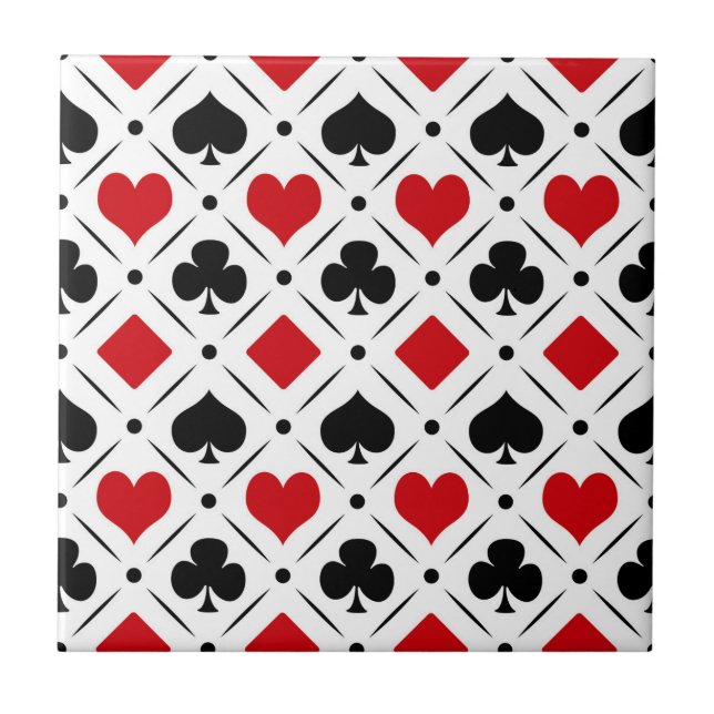 Playing card suits symbols ceramic tile (Front)