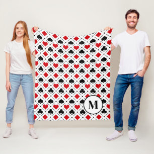 Playing card suits symbols fleece blanket