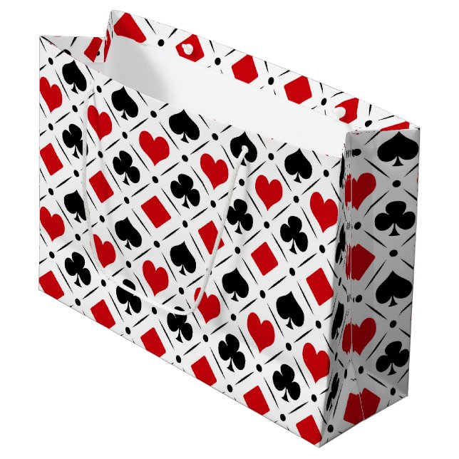 Playing card suits symbols large gift bag (Front Angled)