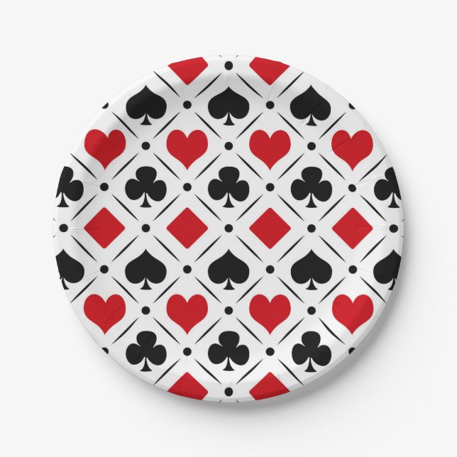 Playing card suits symbols paper plate (Front)