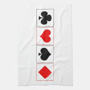 Playing card suits tea towel
