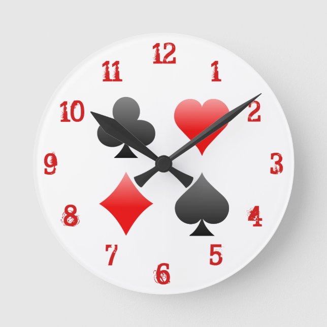Playing Card Suits: Wall Clock (Front)