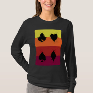Playing Card Symbols Diamind Heart Black Retro Vin T-Shirt
