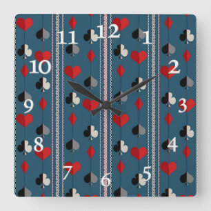 Playing card symbols. For poker lovers. Square Wall Clock