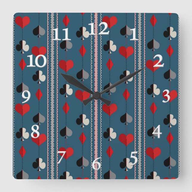 Playing card symbols. For poker lovers. Square Wall Clock (Front)