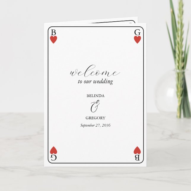 Playing Card Wedding Order of Service Program (Front)