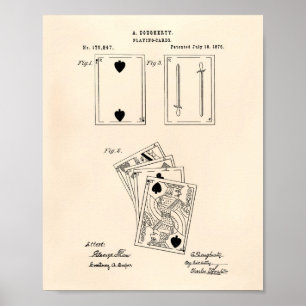 Playing Cards 1976 Patent Art Old Peper Poster