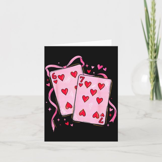 Playing Cards 6 7 Of Hearts 67 Six Seven Bow Valen (Front)