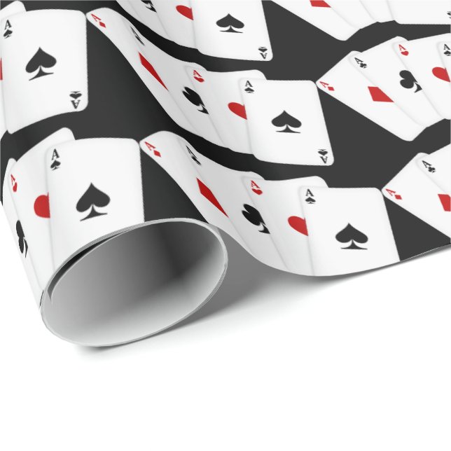 Playing cards aces gambling wrapping paper (Roll Corner)
