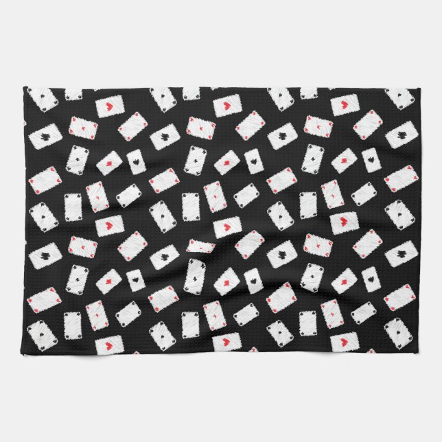 Playing cards artistic design tea towel (Horizontal)
