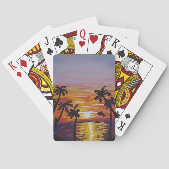 playing cards (Beach scene, dolphins) (Back)