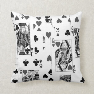 Playing Cards Black and White pillow cushion