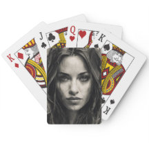 Playing Cards Black and White Women Face