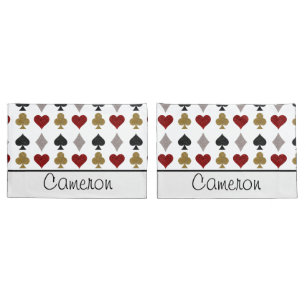 Playing Cards Casino Pattern Custom Name Pillowcase