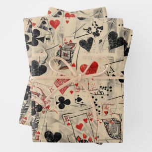 Playing Cards Collage Pattern  Wrapping Paper Sheet