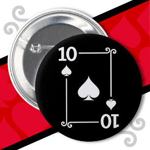 Playing Cards Costume 10 Spades Card Ten Card 6 Cm Round Badge