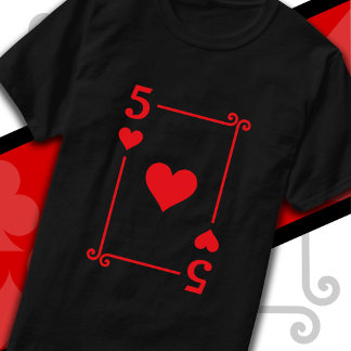 Playing Cards Costume 5 Hearts Card Five Card T-Shirt