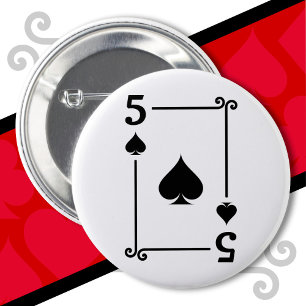 Playing Cards Costume 5 Spades Card Five Card 6 Cm Round Badge