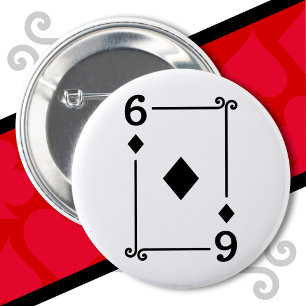 Playing Cards Costume 6 Diamonds Card Six Card Cm Round Badge