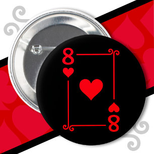 Playing Cards Costume 8 Hearts Card Eight Card 6 Cm Round Badge