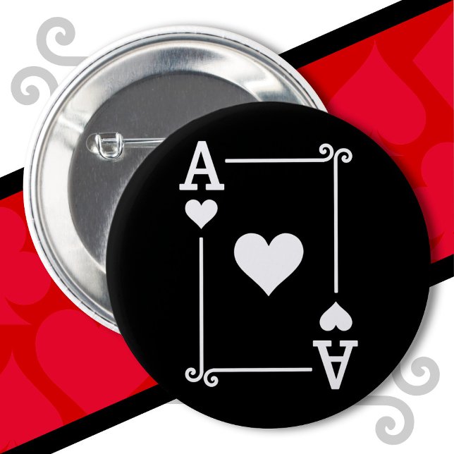 Playing Cards Costume Ace Hearts Card Ace Card 6 Cm Round Badge (Creator Uploaded)