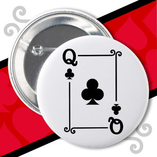 Playing Cards Costume Queen Clubs Card Queen Card 6 Cm Round Badge