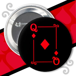 Playing Cards Costume Queen Diamonds Card Queen 6 Cm Round Badge
